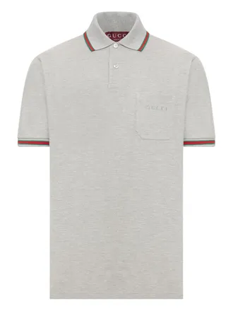 Gucci Web Detail Cotton Polo Shirt