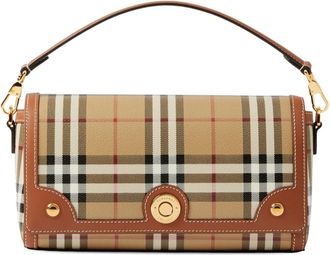 Burberry check-pattern top handle bag - women - Polyester/Polyurethane/Cotton/Cotton/Calf Leather - OS - Brown