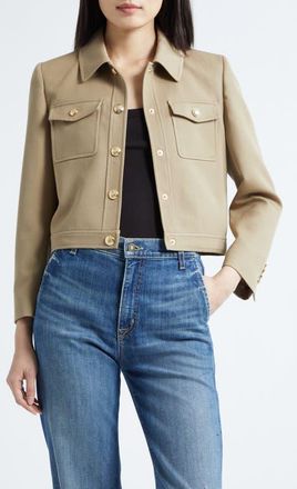 Nili Lotan Edna Crop Virgin Wool Jacket in British Khaki at Nordstrom, Size 10