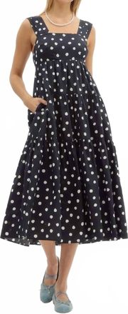 Entro Polka Dot Empire Midi Dress In Black