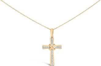 House of Brilliance Gold Vermeil Diamond Accent Cross Pendant Necklace