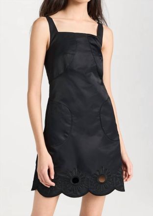 Tibi Daisy Embroidered Short Dress In Black