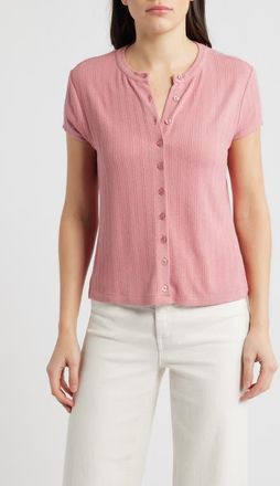 Bernardo Ribbed Buttoned Shirt in Blush at Nordstrom, Size X-Large