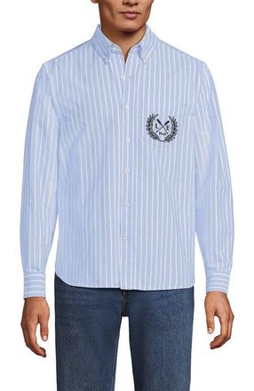 Lands End Traditional Fit Comfort-First Sail Rigger Oxford Shirt in Le Crest/soft Blue Stripe at Nordstrom, Size Xx-Large