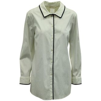 Max Mara S Max Mara Button-Down Shirt with Piping in White Cotton