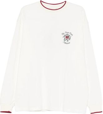 Dr&ocirc;le de Monsieur Rose Floral-embroidery Long-sleeve T-shirt