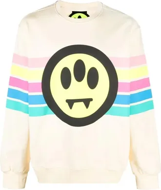 Barrow Barrow, Hoodies & sweatvesten, Heren, Beige, S, Sweatshirt met Ribbelstreep Logo
