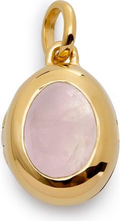 Monica Vinader Birthstone Locket Pendant in 18Ct Gold /Rose Quartz at Nordstrom