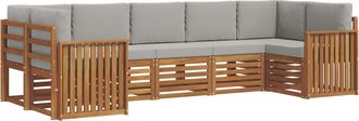vidaXL Conjunto De Sof&aacute;s De Exterior 7 Uds. Natural Y Gris Claro Vidaxl