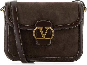 Valentino Garavani Brown Suede And Leather 9To5 Shoulder Bag