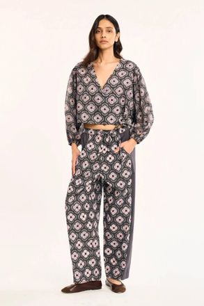 Rujuta Sheth Mesa Pants In Charcoal Botanica