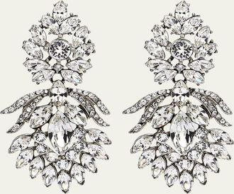 Ben-Amun Silver Crystal Peacock Drop Clip-On Earrings