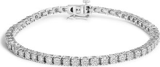 House of Brilliance Silver 1.0 Cttw Lab Grown Diamond Illusion-Set Miracle Plate Tennis Bracelet in White at Nordstrom