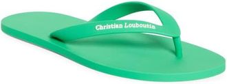 Christian Louboutin Logo Embossed Rubber Flip Flop in E602-Primary Green at Nordstrom, Size 45