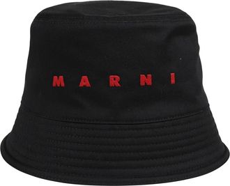 Marni Katoenen Twill Pet - Heren - Hoeden - Zwart - S - Katoen - Accessoires