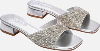 XY London Womens XY London Womens/Ladies Erica Metallic Low Block Heel Mule Sandals - Silver - Size: 4
