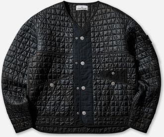 Stone Island Men s Nylon Reps-TC Corrosion Treatment Quilted Jacket Black