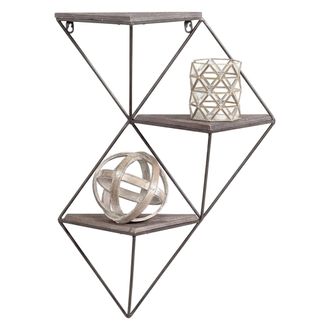 Dmora Estante Caccuri, 3 Niveles, Madera De Abeto, Estructura Negra, 45x13x34h Cm Color Nogal