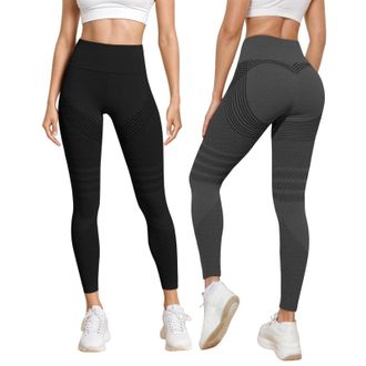 Generic 2 Pack Anti Cellulite Leggings for Women UK Cellumove 3D Compression Leggings Tummy Control High Waist Push Up Yoga Trousers Opaque Figure Sculpting B