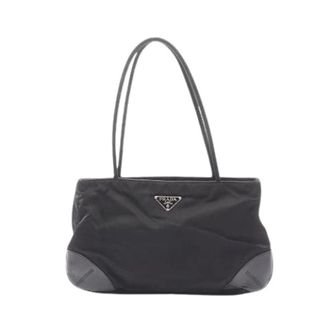 Prada Pre-owned Tote Bags, female, Black, Size: ONE SIZE Pre-owned Tessuto Easy Nylon Leather Shoulder Bag
