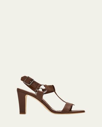 Manolo Blahnik 90mm Miona Leather T-Bar Sandals