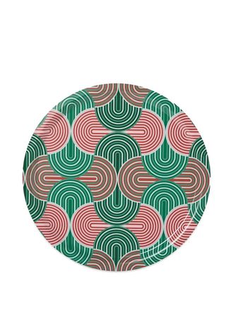 La DoubleJ line-graphic round tray - unisex - Wood - One Size - Green
