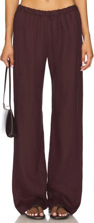 Enza Costa Linen Everywhere Pant In Dark Cherry