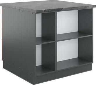 Vicco Isla De Cocina Fame-line, Burdeos Brillo Intenso/antracita, 90 Cm Con Caj&oacute;n, Sin Encimera