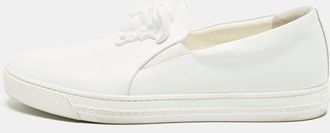 Versace White Leather Palazzo Medusa Slip On Sneakers