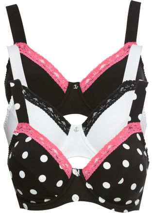 Bonprix BH aus Baumwolle (3er Pack) Packung, 3, 3 Stk. mit B&uuml;gel, leicht gepolsterte Tr&auml;ger, aus hautfreundlicher Baumwolle