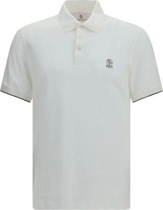 Brunello Cucinelli White Cotton Polo Mens Shirt