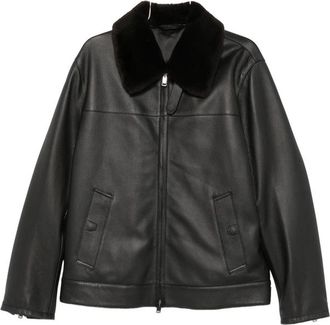Brioni Shearling-collar Leather Jacket