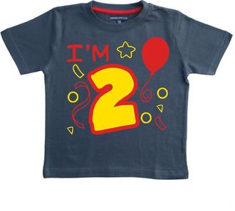 Edward Sinclair | Im 2 | Navy Boys | 2nd Birthday | Gift T-Shirt | 1-2 Years | Red & Yellow Print