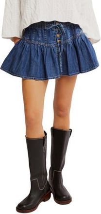 Free People Roselle Drawstring Denim Miniskirt in High Tide at Nordstrom Rack, Size Medium