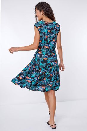 Roman Floral Print Tiered Woven Dress