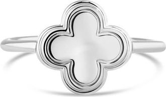Devata Clover Ring in Rhodium Plated Sterling Silver at Nordstrom, Size 7