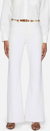 Frame Denim Lax Wide-Leg Flare Jeans In White Raw Fray