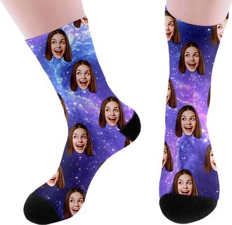 Generic Personalised Socks with Photo Fashion Funny Custom Face Socks Personalised Sock with Dog Pet and Heart Picture Unisex Print Crew Sock Valentines Day G