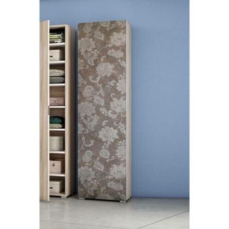 Dmora Armario multiusos Fiordaliso, Mueble lineal con 1 puerta y 7 baldas, Columna de entrada o baño, zapatero moderno, 100% Made in Italy, Cm 50x30h182