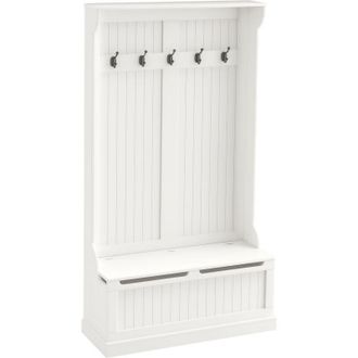 HOMCOM Homcom - Perchero Con Zapatero Perchero Con Banco Perchero Recibidor Con 5 Ganchos Y Espacio De Almacenaje Para Entrada Pasillo 96x34x179,7 Cm