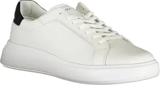 Calvin Klein Lace-Up Leather and Polyester Sneakers - White