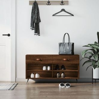 vidaXL Panca Porta Scarpe Rovere Marrone 102x35x55cm Legno Multistrato - Vidaxl