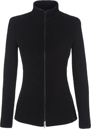 Giorgio Armani Zwarte Stretch Wol Jas - Dames - Vesten met rits - Zwart - XL - Wol - Hoodies & sweatvesten