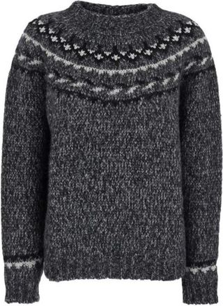 P.A.R.O.S.H. Fair Isle Crew Neck Sweater - Dames - Ronde hals truien - Grijs - S - Truien & Vesten