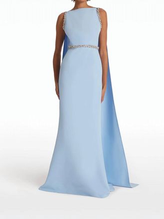 SAFiYAA Ginevra Cape Gown In Soft Sky