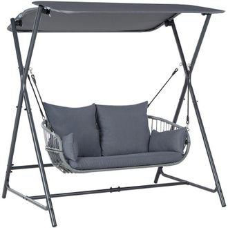 Beliani Beliani - Modern Outdoor Swing pe Seat Polyester with Canopy Steel Frame Dark Grey Fiastra