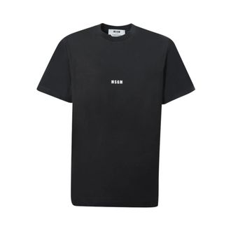 Msgm T-Shirts, male, Black, Size: XL Crew-neck Cotton T-shirt