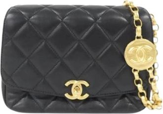 Chanel Pre-owned Lambskin Shoulder Bag - Dames - Vintage Schoudertas - Zwart - ONE Size - Leer - Vintage