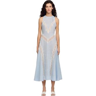 Sandro Maxi dress with lace details in Ciel /Blanc at Nordstrom, Size 36 Eu