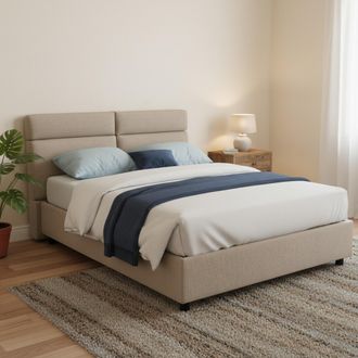 Dmora Cama Doble Annus, Cama Doble Con Colch&oacute;n Incluido, Desenfundable Made In Italy, Con Caj&oacute;n, Gris Taupe Taupe